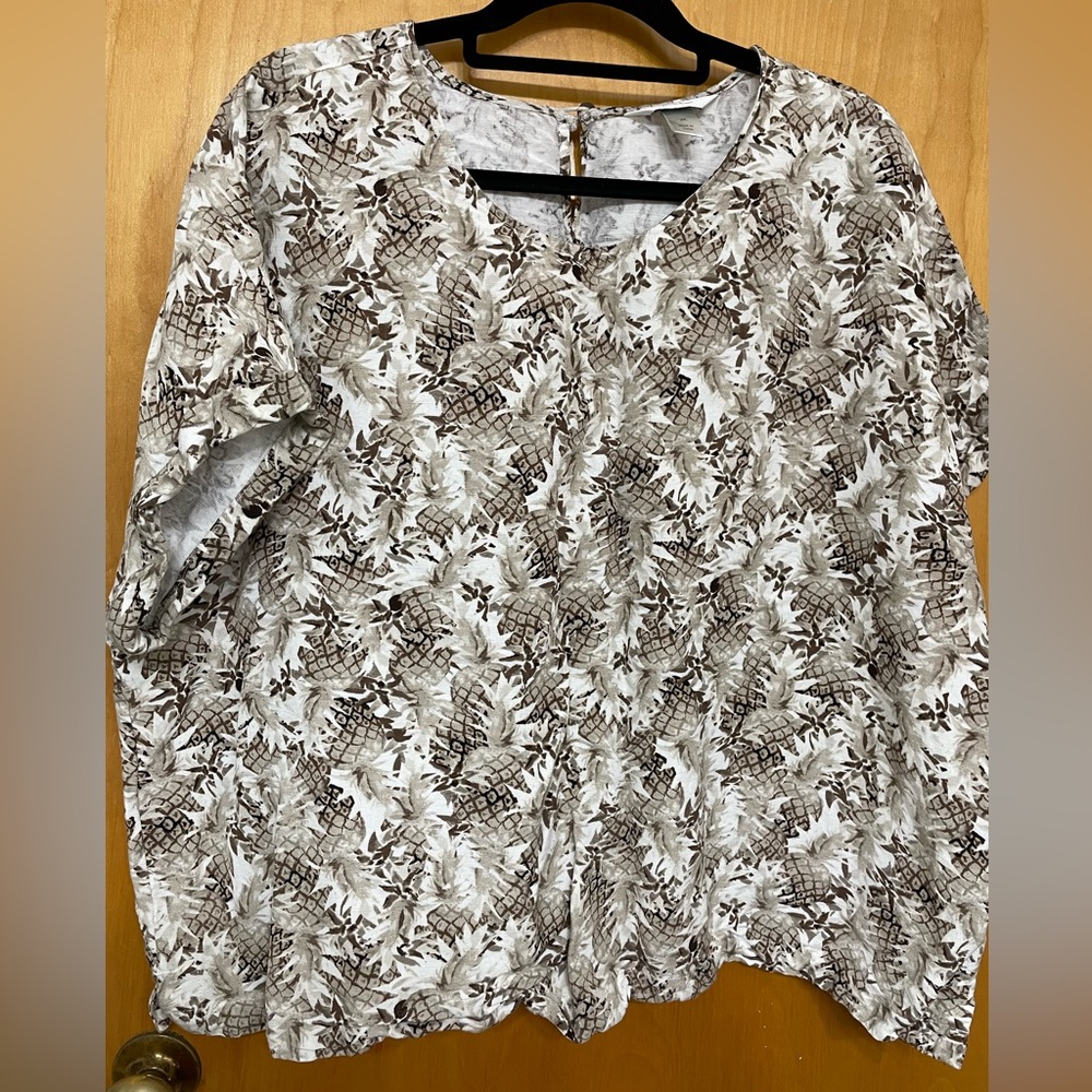 CJ Banks Linen Blend Top Size 2X